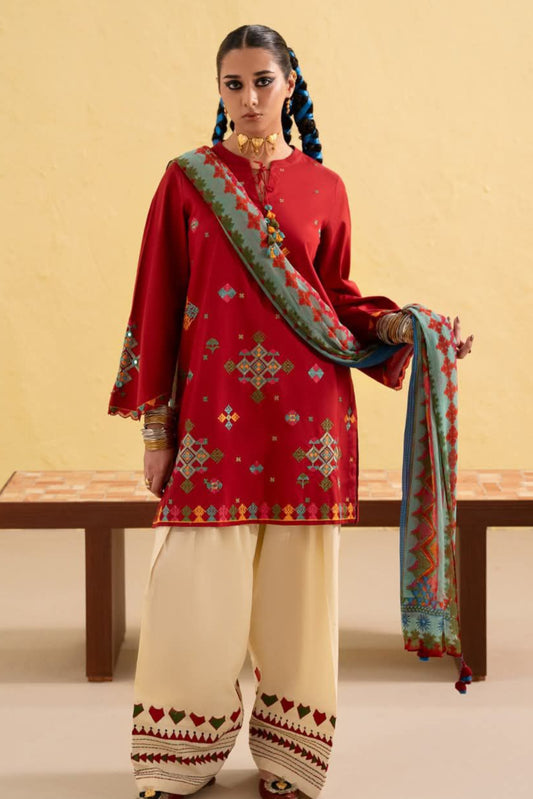 DFW-871 Sapphire Heavy Embroidery 3PC Dhanak Suit