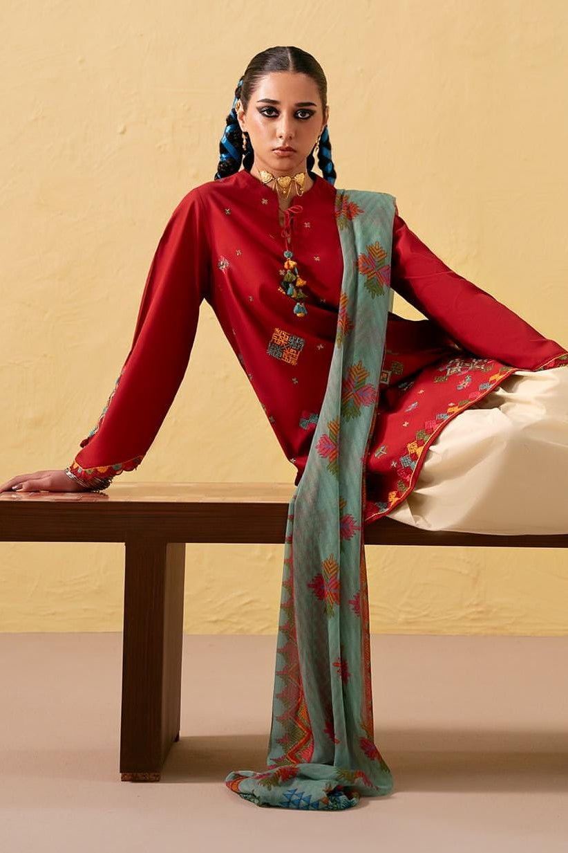 DFW-871 Sapphire Heavy Embroidery 3PC Dhanak Suit