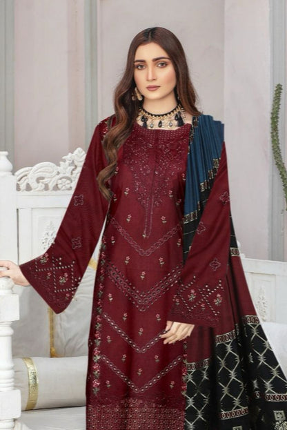 DFW-538F Minha Heavy Embroidery 3Pc Lawn Suit