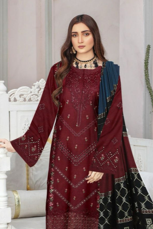 DFW-538F Minha Heavy Embroidery 3Pc Lawn Suit