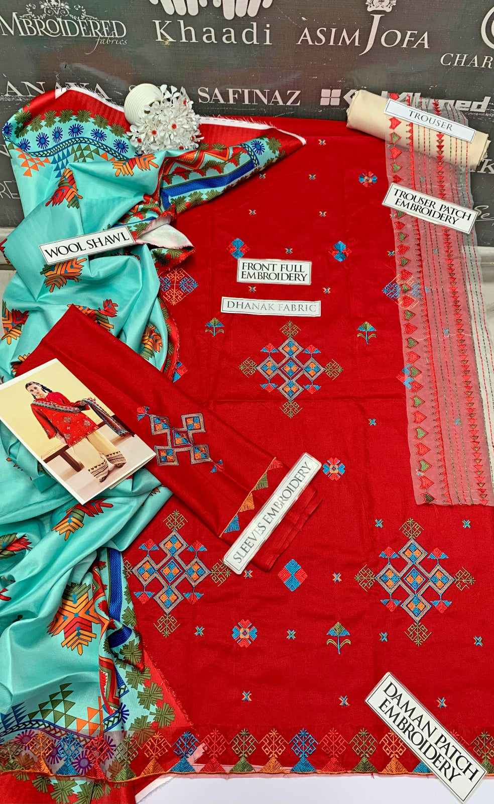 DFW-871 Sapphire Heavy Embroidery 3PC Dhanak Suit