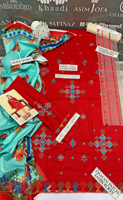 DFW-871 Sapphire Heavy Embroidery 3PC Dhanak Suit