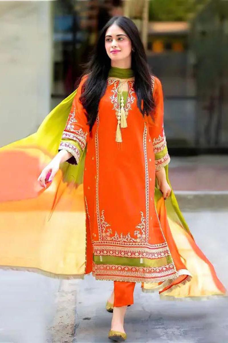 NFS-1011 | Omal Embroidered 3Pc Lawn Dress (B)