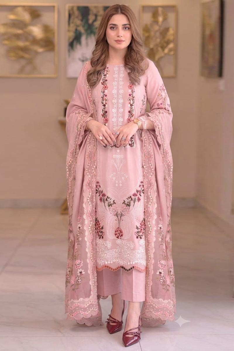 DFY-Anl4 | Aneelas Heavy Embroidered 3Pc Lawn Dress