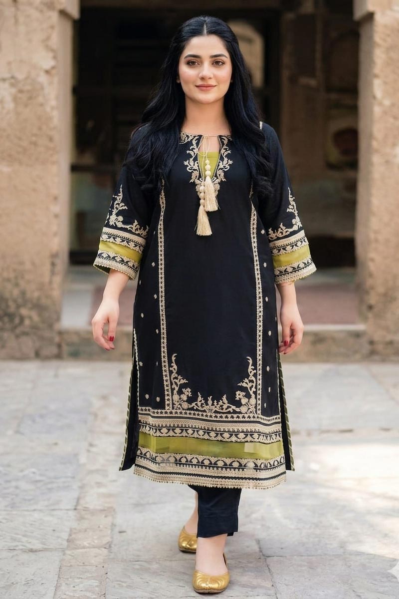 DFY-MB25| Maria.b Heavy Embroidered 2Pc Lawn Dress