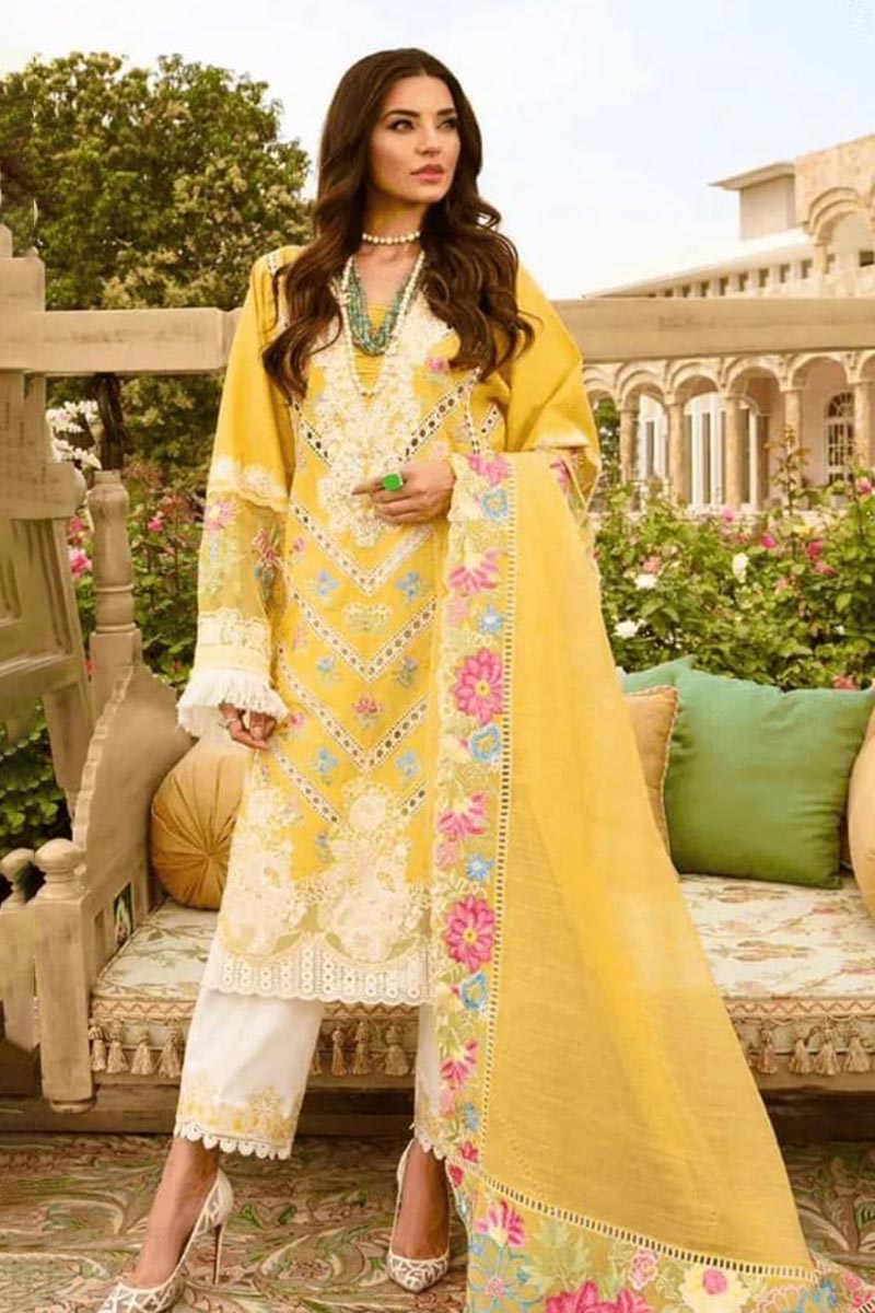 NFS-1065 | Crimson Heavy Embroidered 3Pc Lawn Dress